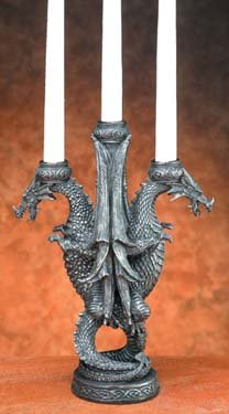 DUAL DRAGON CANDLEHOLDER-FIGURINE-STATUE (5789)