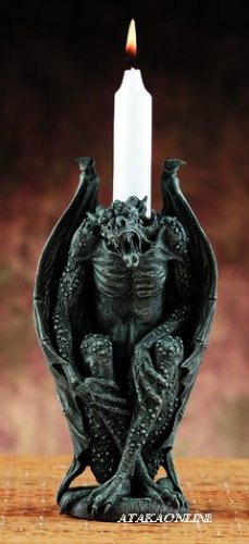 GARGOYLE DRAGON CANDLEHOLDER-FIGURINE-STATUE (5872)