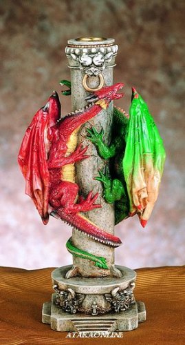 DUAL DRAGON CANDLEHOLDER-FIGURINE-STATUE (4900)
