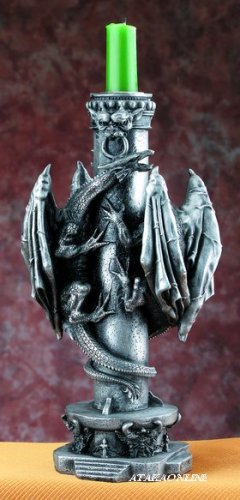 DUAL DRAGON CANDLEHOLDER-METAL LIKE (4911)