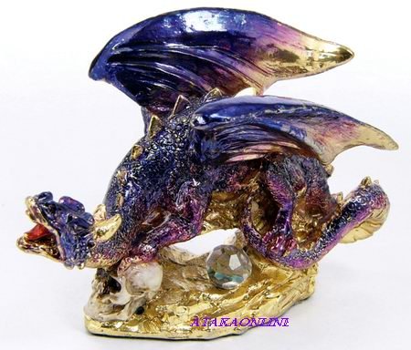 DRAGON PROTECTING ORB-PEWTER-FIGURINE-SHINING (6590)