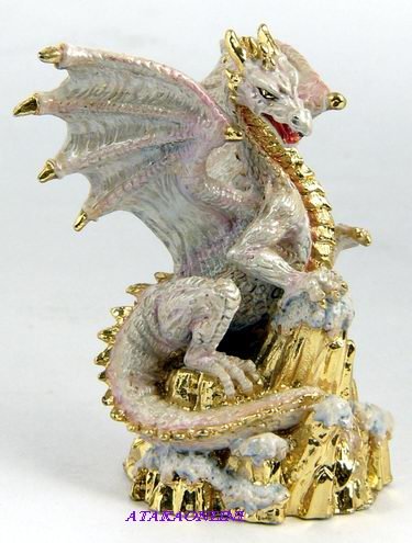 DRAGON ON SNOW-PEWTER-FIGURINE-SHINING (6588)