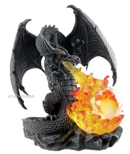 FIERY DRAGON PROTECTING ORB FIGURINE-STATUE (6277)