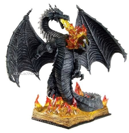 FIERY DRAGON PROTECTING SCROLL FIGURINE-STATUE (6276)