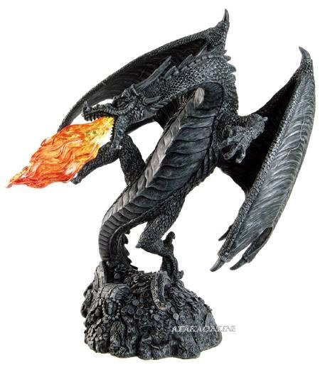 FIERY DRAGON PROTECTING TREASURE FIGURINE-STATUE (6279)