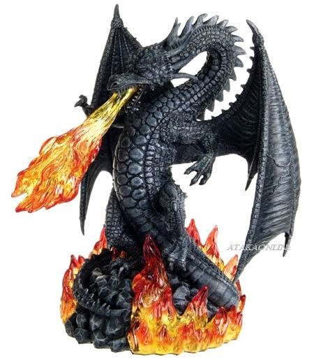 FIERY SINISTER DRAGON FIGURINE-STATUE-FIRING (6278)