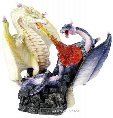 TWO FIGHTING DRAGONS-FIGURINE-STATUE (6294)