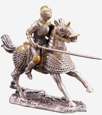 MEDIEVAL KNIGHT ON HORSE-PEWTER-FIGURINE-CHIVALRY (6174s)