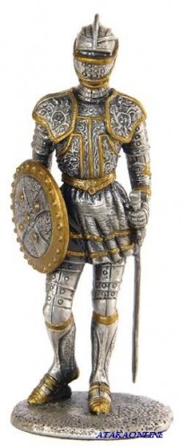 MEDIEVAL KNIGHT W SWORD AND SHILED-PEWTER-FIGURINE-CHIVALRY (6273)