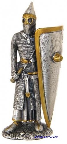 MEDIEVAL WARRIOR W LONG SHIELD-PEWTER-FIGURINE (6269)