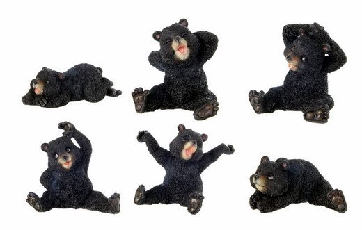SET OF 6-BLACK BEARS-FIGURINES-DISPLAY-FUN (6370)