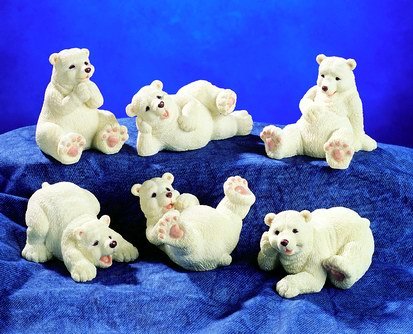SET OF 6-POLAR BEARS-FIGURINES-DISPLAY-FUN (5225)