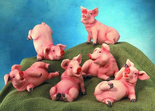 SET OF 6-PIGS-PIGLETS-FIGURINES-DISPLAY-FUN (5053)
