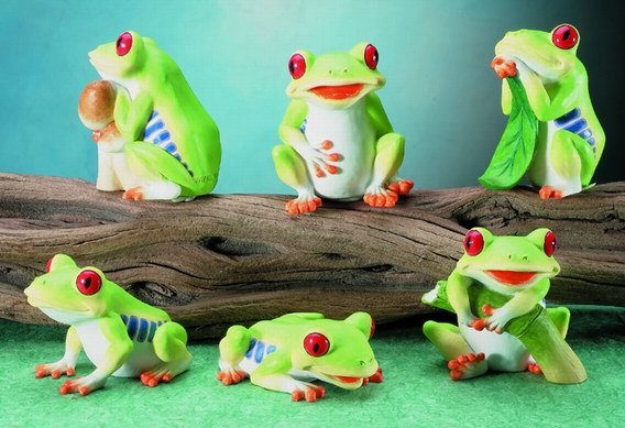 SET OF 6-COLORFUL TREE FROGS-FIGURINES-DISPLAY-FUN (5679)