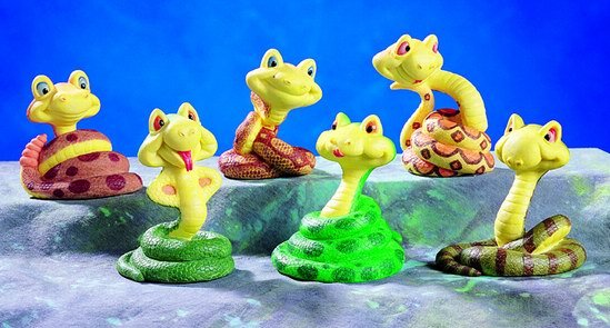 SET OF 6-CARTOON SNAKES-FIGURINES-DISPLAY-FUN (5210)