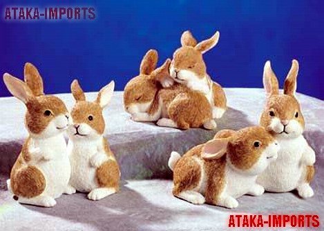 SET OF3-RABBIT COUPLES-FIGURINES-DISPLAY-EASTER (5243)