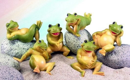 SET OF 6-FROGS-FIGURINES-DISPLAY-FUN (5175)