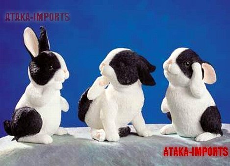SET OF 3-RABBITS-FIGURINES-DISPLAY-FUN (5244)