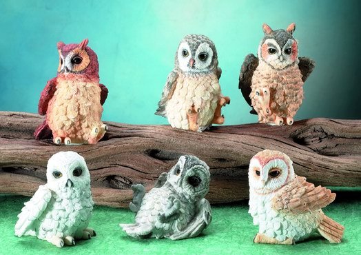 SET OF 6-OWLS-FIGURINES-DISPLAY-FUN (5681)