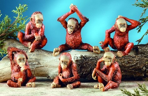 SET OF 6-ORANGUTANS-ENDANGERED-FIGURINES-DISPLAY (6057)