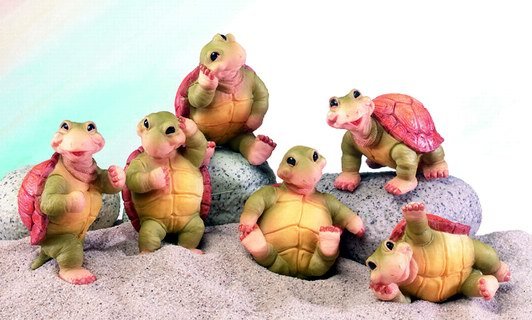 SET OF 6-PLAYFUL TURTLES-FIGURINEs-DISPLAY-FUN (5174)
