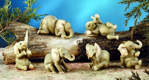 SET OF 6-BABY ELEPHANTS-FIGURINES-DISPLAY-FUN (5902)