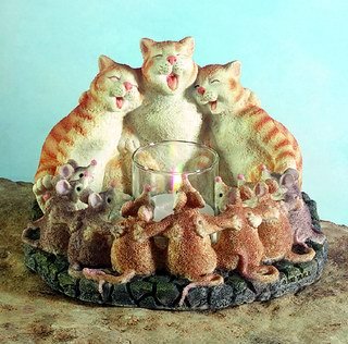CATS & MICE HARMONY CANDLEHOLDER-FIGURINES-DISPLAY-FUN (5355)