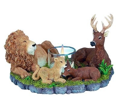 LION & DEER HARMONY CANDLEHOLDER-FIGURINES-DISPLAY-FUN (3044)