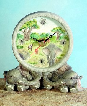 ELEPHANT CLOCK-FIGURINES-DISPLAY-FUN (5347)