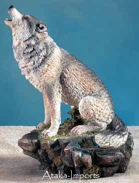 HOWLING WOLF INCENSE BURNER-FIGURINE-DISPLAY-FUN (5756s)