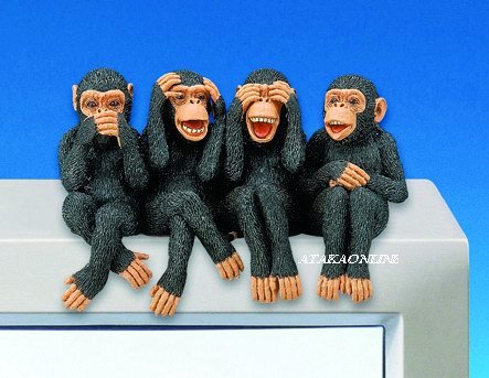 MOKEY-SEE-HEAR-SPEAK NO EVIL-FIGURINES-PC TOPPER-FUN (3050)
