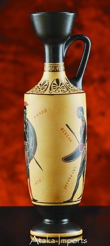 GREEK ANTIQUE VASE-WARRIOR-LEKYTHOS-VESSEL (6050)