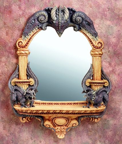 DRAGON MIRROR W CANDLEHOLDER-VERY DETAILED-LIMITED EDITION (5937)