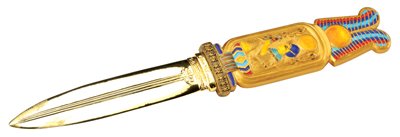 EGYPTIAN CARTOUCHE LETTER OPENER-GOLDEN-FIGURINE-STATUE (6396s)