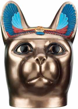 BASTET HEAD BOX W REMOVABLE HEAD LID-FIGURINE-STATUE (6090s)
