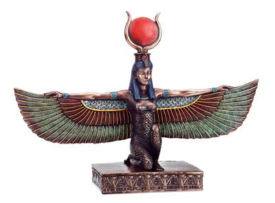 BRONZE ISIS W OPEN WINGS-FIGURINE-STATUE (6186s)