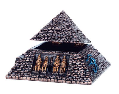 SMALL BRONZE PYRAMID TRINKET BOX-FIGURINE-STATUE (6187s)
