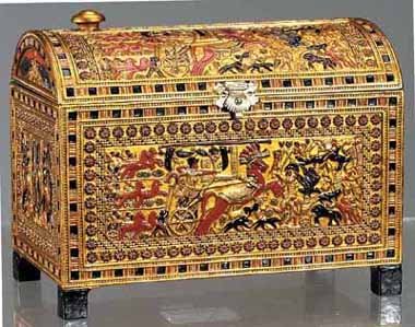 EGYPTIAN HANDPAINTED TRINKET BOX-GOLDEN-FIGURINE-STATUE (5979s)