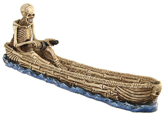 SKULL CANOEING-INCENSE BURNER-SKELETON-HALLOWEEN (6318)