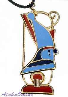 EGYPTIAN JEWELRY-HORUS w CROWN PENDANT-26"CORD NECKLACE (2303s)