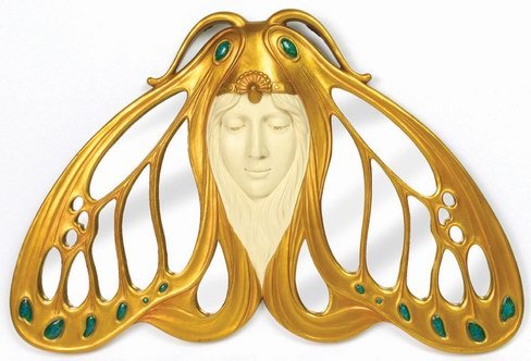 ART NOUVEAU DECORATIVE BUTTERFLY WALL MIRROR-FIGURINE-STATUE (6720)