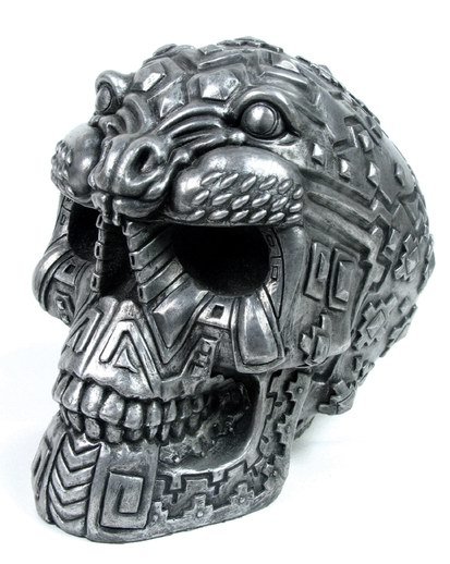 AZTEC JAGUAR SKULL-FIGURINE-STATUE (6649)