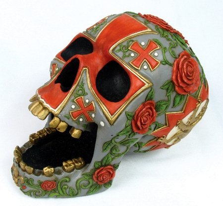 KNIGHT TEMPLAR SKULL ASHTRAY-FIGURINE-STATUE (6651)