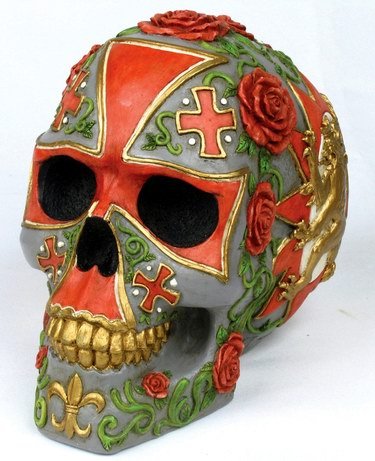 KNIGHT TEMPLAR SKULL SAVING BANK-FIGURINE-STATUE (6652)