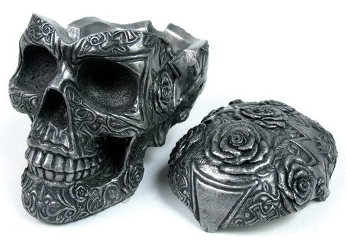 KNIGHT TEMPLAR SKULL ASHTRAY-FIGURINE-STATUE (6654)