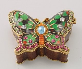 BUTTERFLY JEWELRY BOX-FIGURINE-STATUE (3334)