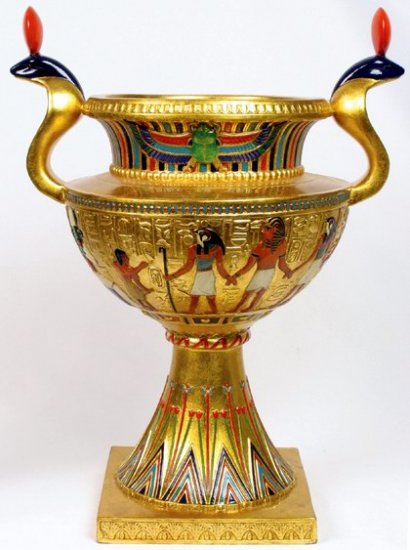 EGYPTIAN COBRA VASE-GOLDEN-FIGURINE-STATUE (6826)