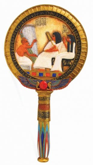 EGYPTIAN HAND MIRROR-VERY DETAILED-FIGURINE-STATUE (6767)