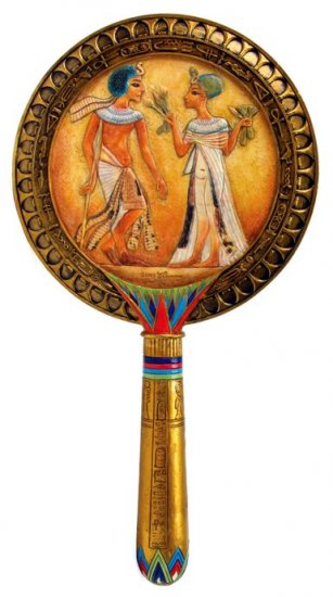 EGYPTIAN HAND MIRROR-VERY DETAILED-FIGURINE-STATUE (6768)