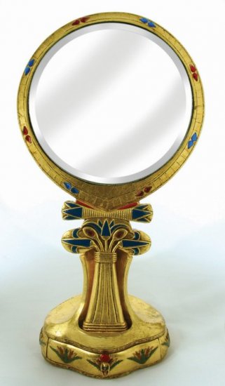 EGYPTIAN TABLE MIRROR-VERY DETAILED-FIGURINE-STATUE (6747)